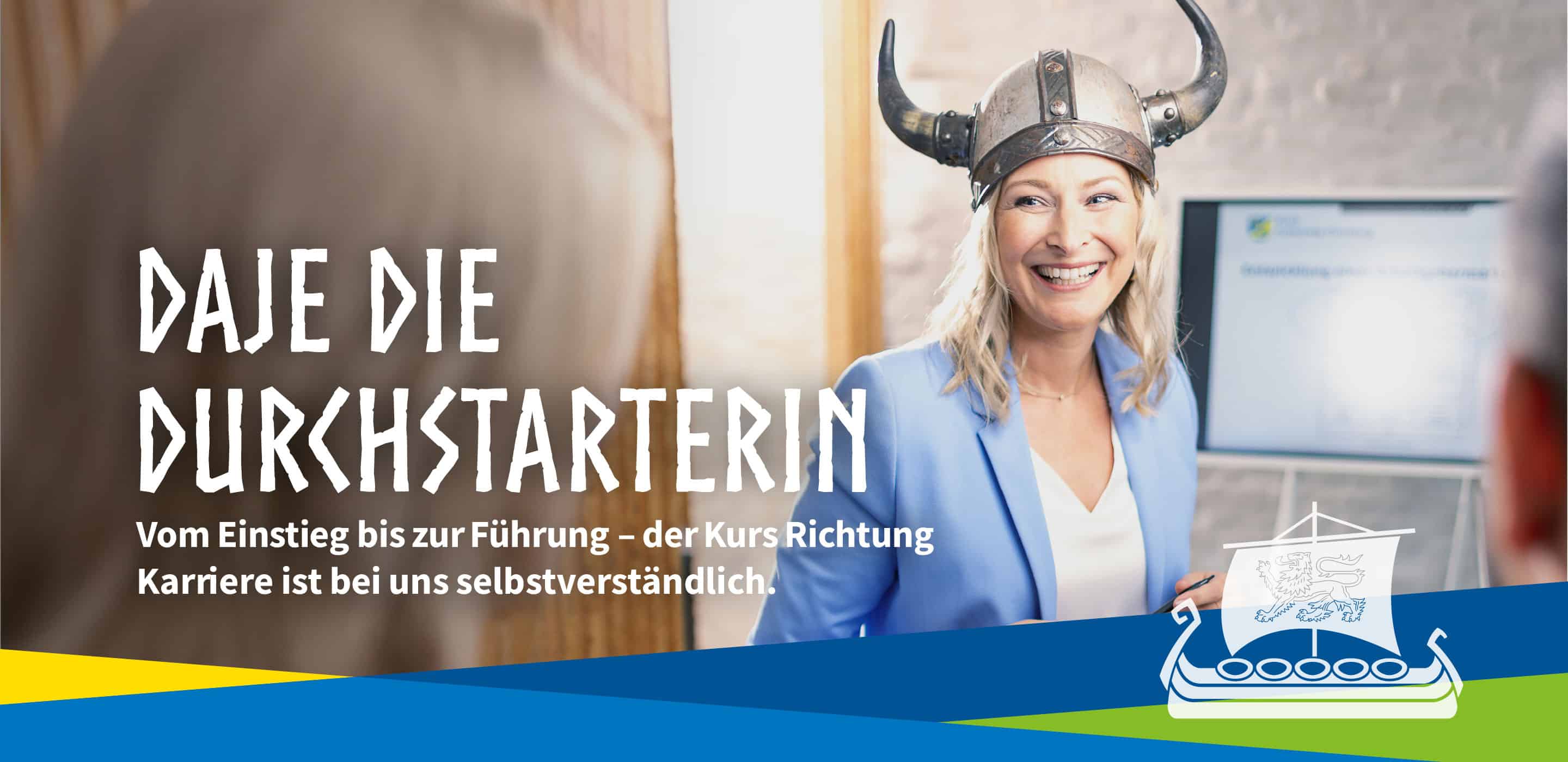 Kampagnenmotiv des Landes Schleswig-Holstein mit einer Führungskraft als Symbol für Karriereentwicklung.
